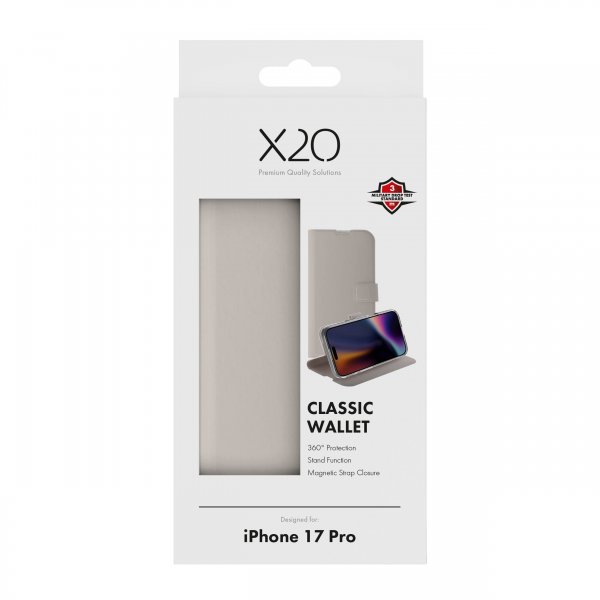 X2O iPhone 17 Pro Fodral Classic Wallet Greige