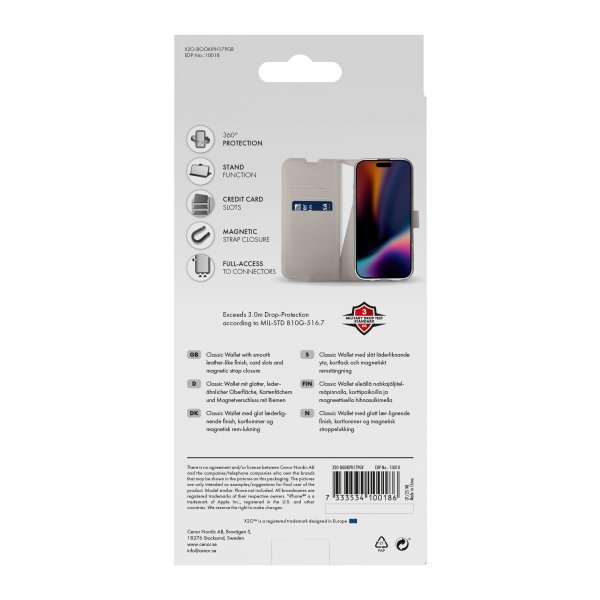 X2O iPhone 17 Pro Fodral Classic Wallet Greige