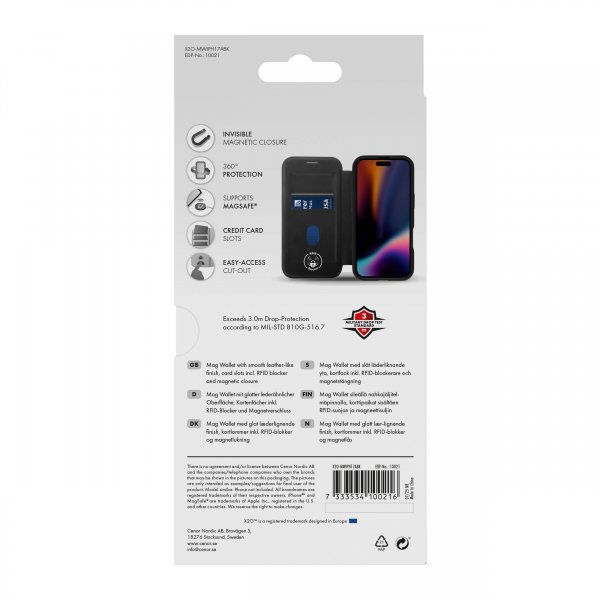 X2O iPhone Air Fodral Mag Wallet Svart