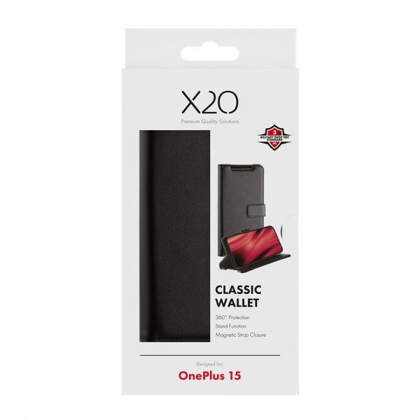 X2O OnePlus 15 Fodral Classic Wallet Svart