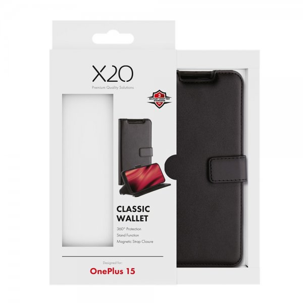 X2O OnePlus 15 Fodral Classic Wallet Svart