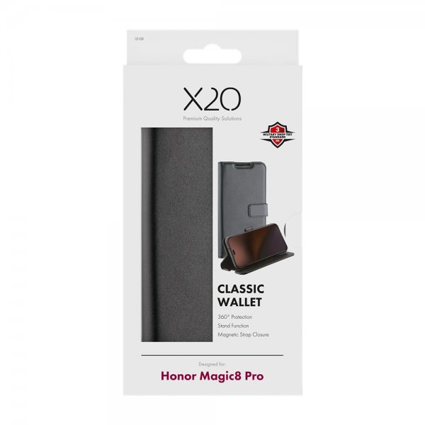 X2O Honor Magic 8 Pro Fodral Classic Wallet Svart
