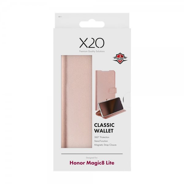 X2O Honor Magic 8 Lite Fodral Classic Wallet Roseguld