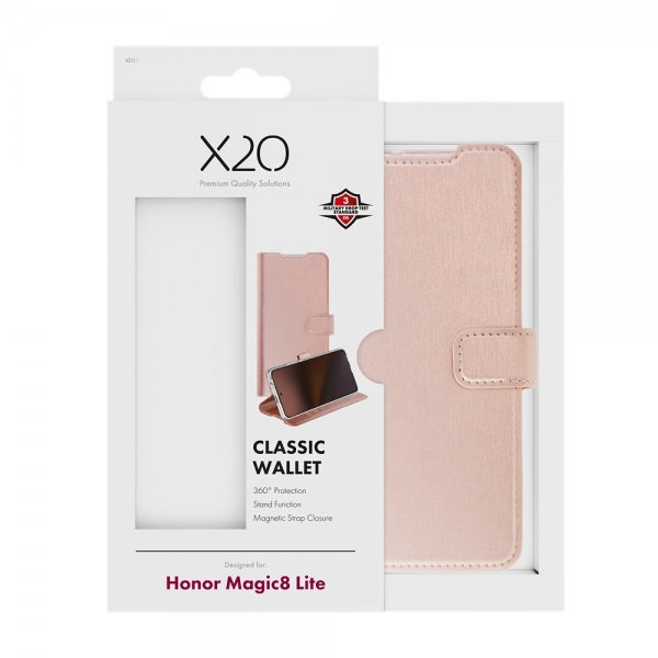 X2O Honor Magic 8 Lite Fodral Classic Wallet Roseguld