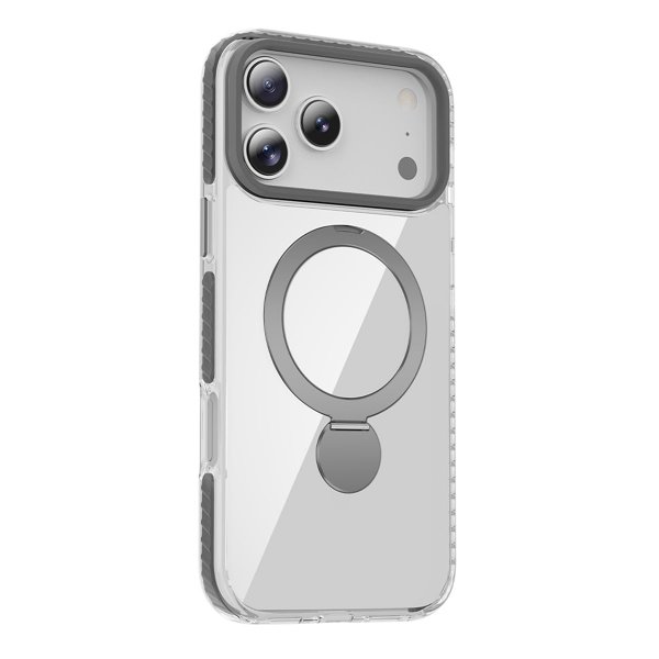 iPhone 17 Pro Max Skal Ringstativ MagSafe Grå Transparent