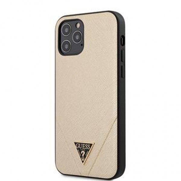 Guess iPhone 12 Pro Max Skal Saffiano V Stitch Guld