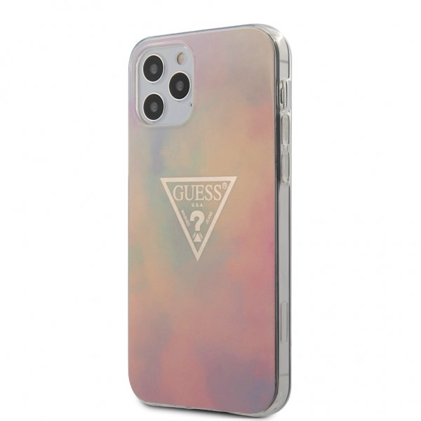 Guess iPhone 12 Pro Max Skal Gold Triangle Rosa