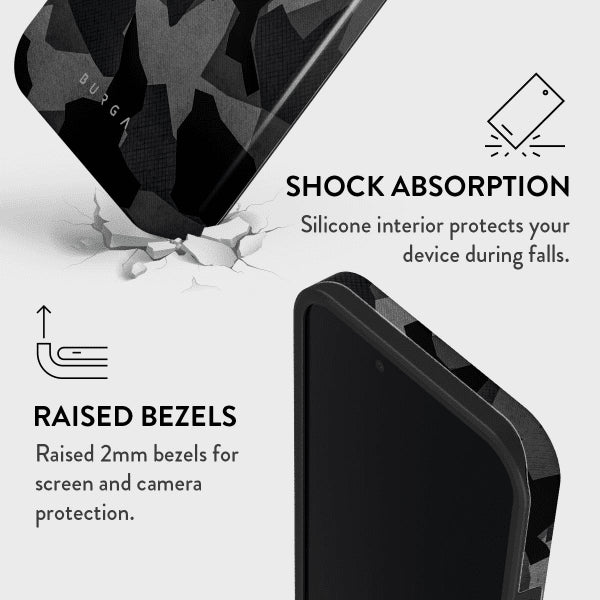Burga iPhone 16e/iPhone 17e Skal Tough Night Black Camo