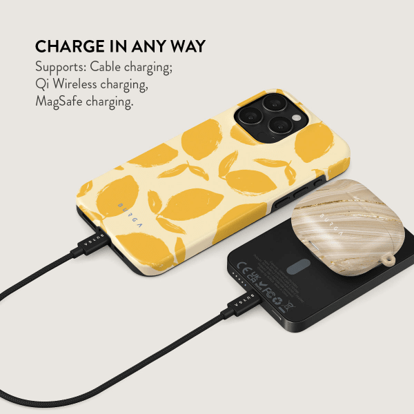 Burga Powerbank MagSafe 5000 mAh Lemon Tart Grå