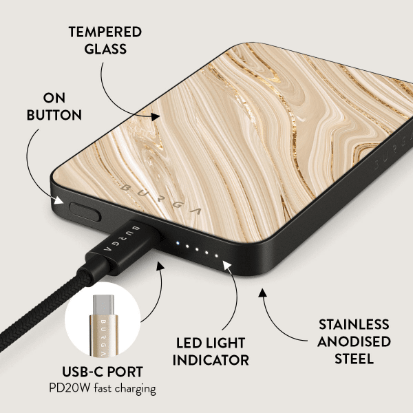 Burga Powerbank MagSafe 5000 mAh Full Glam Grå
