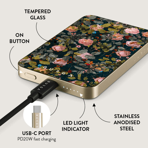 Burga Powerbank MagSafe 5000 mAh Bloomy Garden Guld