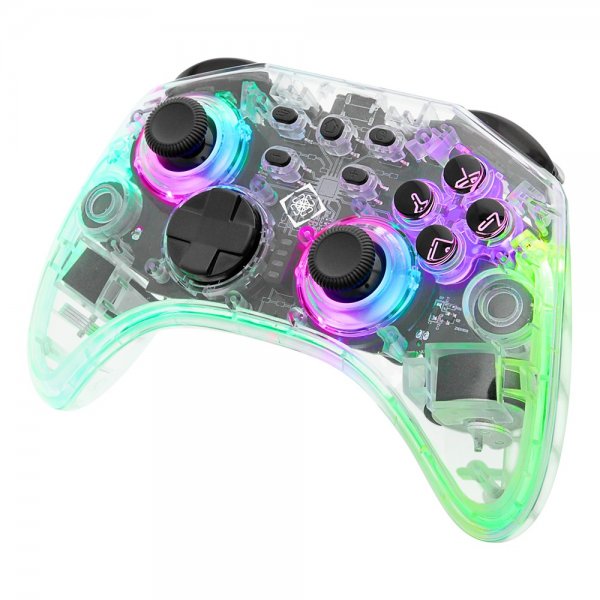 Deltaco Gaming Trådlös Kontroll för Nintendo Switch Transparent RGB