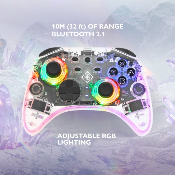 Deltaco Gaming Trådlös Kontroll för Nintendo Switch Transparent RGB