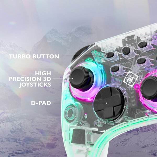 Deltaco Gaming Trådlös Kontroll för Nintendo Switch Transparent RGB