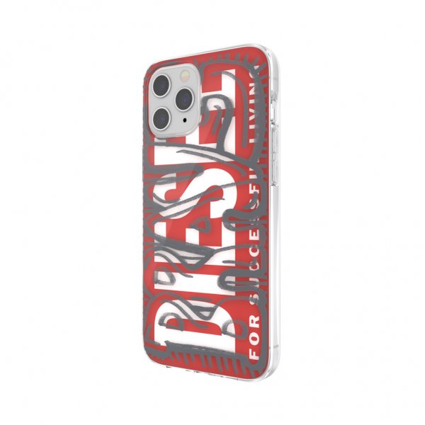 Diesel iPhone 12 Pro Max Skal Snap Case Clear AOP Red/Grey