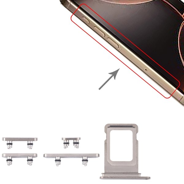 Knappar och Simkorthållare för iPhone 16 Pro och 16 Pro Max - Naturlig Titan