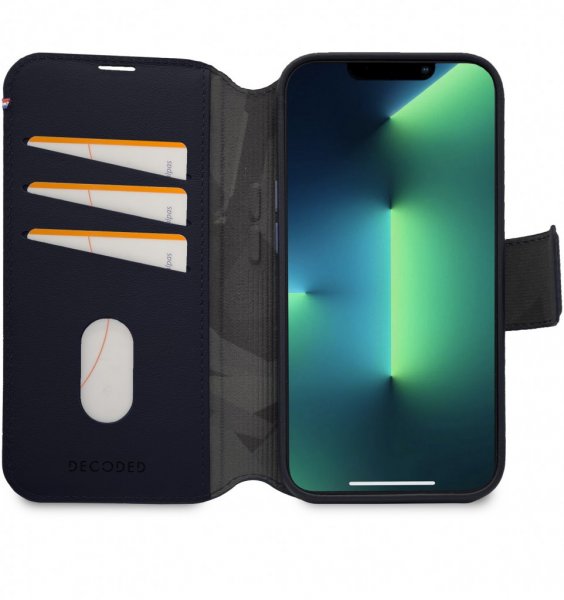 Decoded iPhone 14 Pro Fodral Leather Detachable Wallet Navy