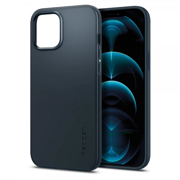 Spigen iPhone 12 Pro Max Skal Thin Fit Metal Slate