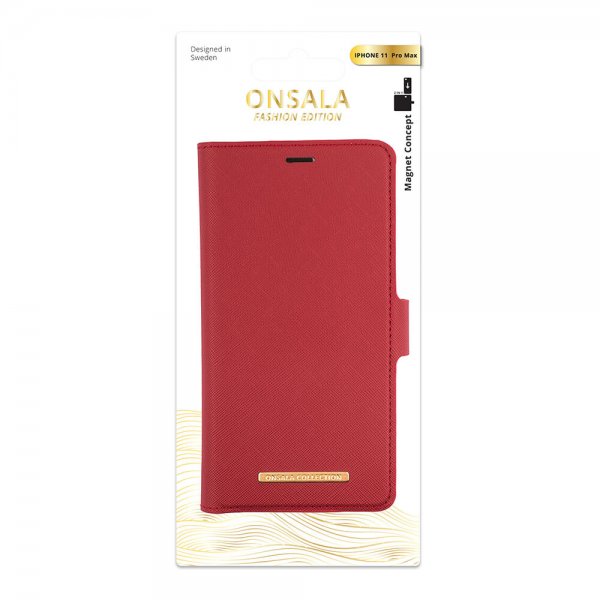 Onsala iPhone 11 Pro Max Fodral Fashion Edition Löstagbart Skal Saffiano Röd