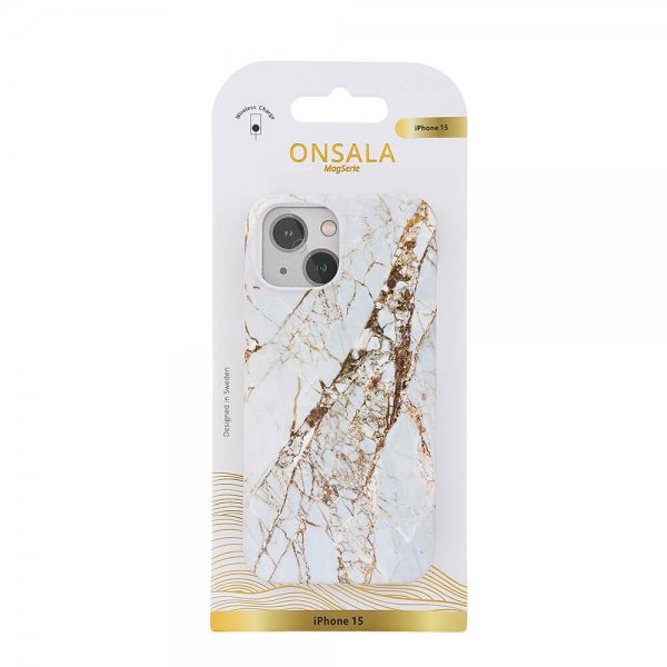 Onsala iPhone 15 Skal MagSeries White Rhino Marble