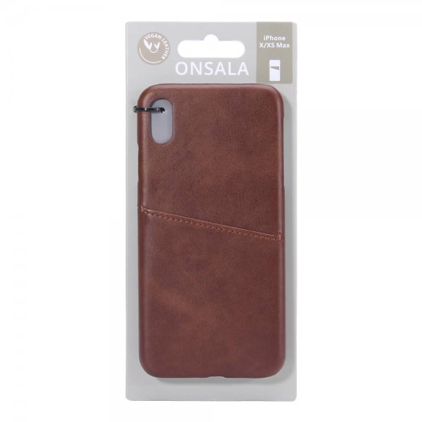 Onsala iPhone Xs Max Skal med ett Kortfack Brun