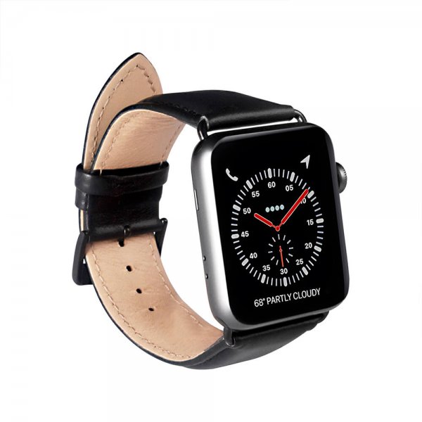 Buffalo Apple Watch 38/40/41/42mm Armband Äkta Läder Svart