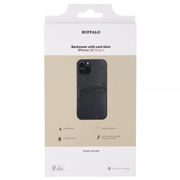 Buffalo iPhone 12/iPhone 12 Pro Skal Backcover with Card Slots Svart