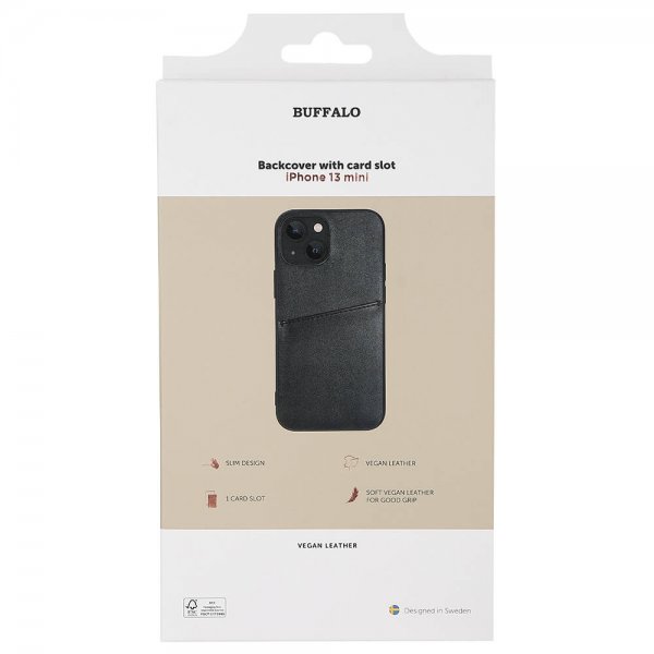 Buffalo iPhone 13 Mini Skal Backcover with Card Slots Svart