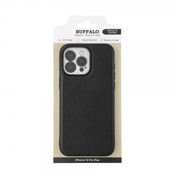 Buffalo iPhone 15 Pro Max Skal PU MagSeries Svart