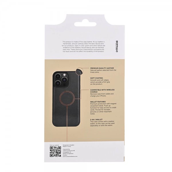 Buffalo iPhone 15 Pro Max Fodral 3 Kortfack Löstagbart Skal MagSeries Svart