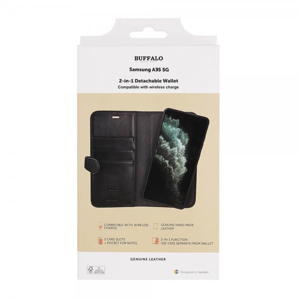 Buffalo Samsung Galaxy A35 Fodral 2-in-1 Detachable Wallet Svart