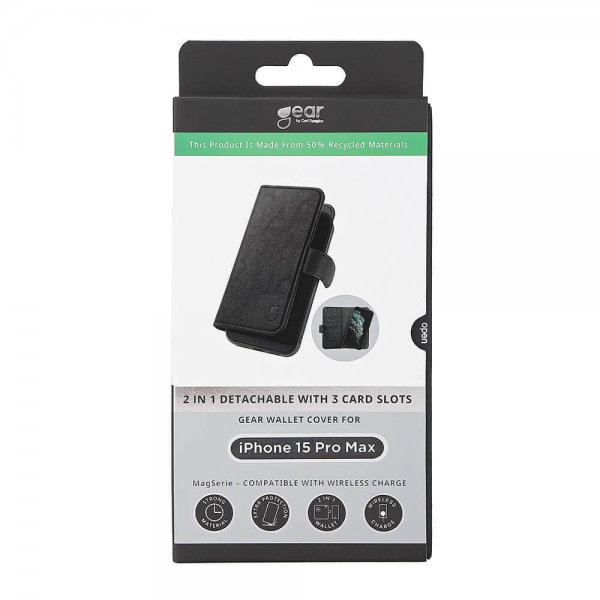 Gear iPhone 15 Pro Max Fodral 3 Kortfack Löstagbart Skal MagSeries Svart