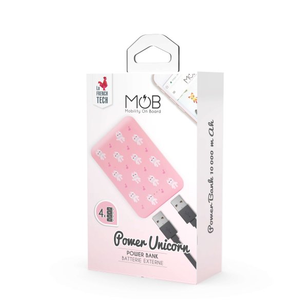 Mobility on Board Powerbank 10000mAh Enhörning Rosa