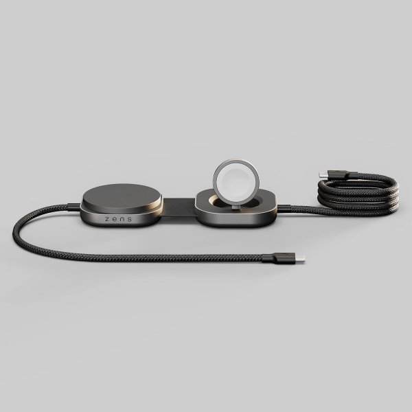 Zens USB C-C Pro 3 Laddkabel med Qi2 3-i-1 15W 1.5m Svart