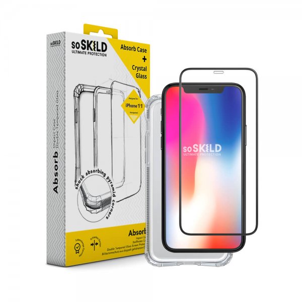 SoSkild iPhone 11 Pro Max Skal med Skärmskydd Absorb 2.0 + Crystal Glass
