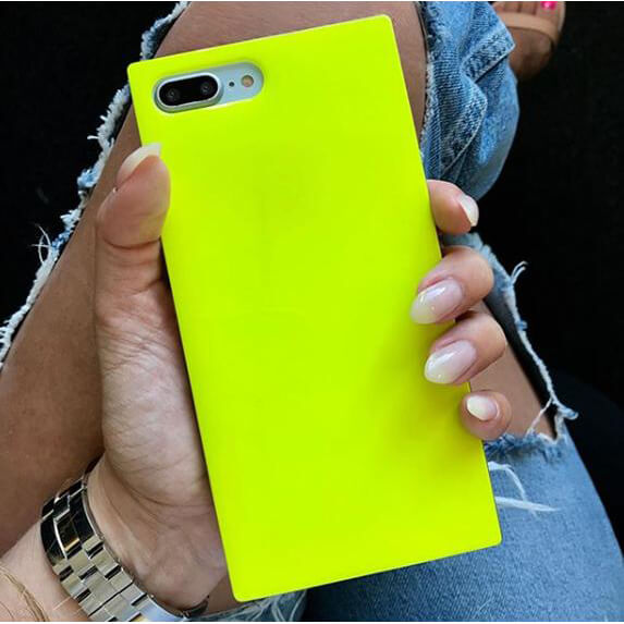 iDecoz iPhone 7 Plus/iPhone 8 Plus Skal Square Case Neon Gul