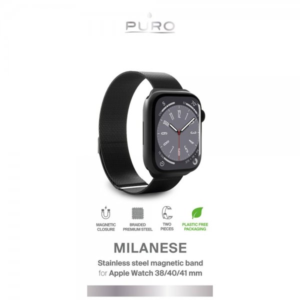 Puro Apple Watch 38/40/41/42mm Armband Milanese Svart