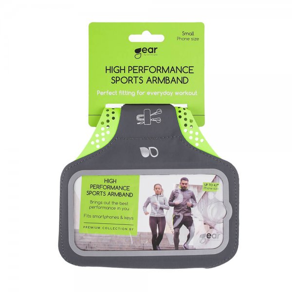 Gear Sportarmband Premium Small 5" Grå/Gul