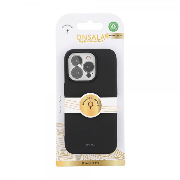 Onsala iPhone 15 Pro Skal Silicone Touch MagSeries Svart