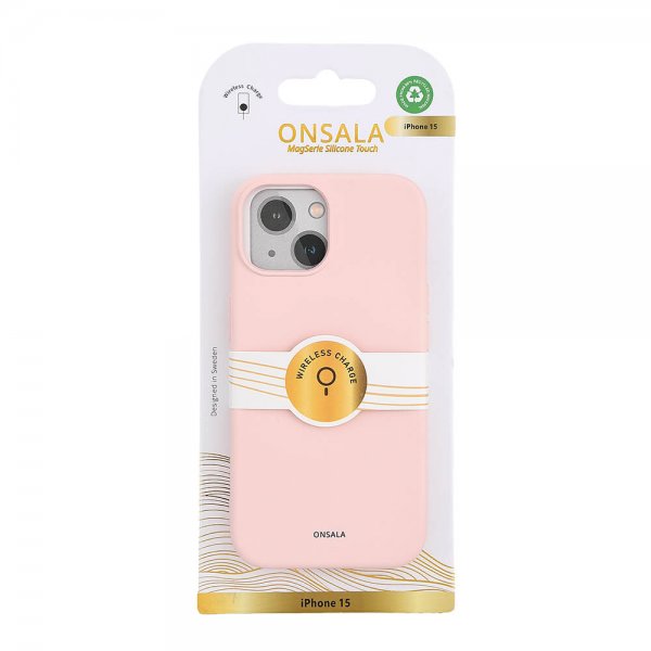 Onsala iPhone 15 Skal Silicone Touch MagSeries Chalk Pink