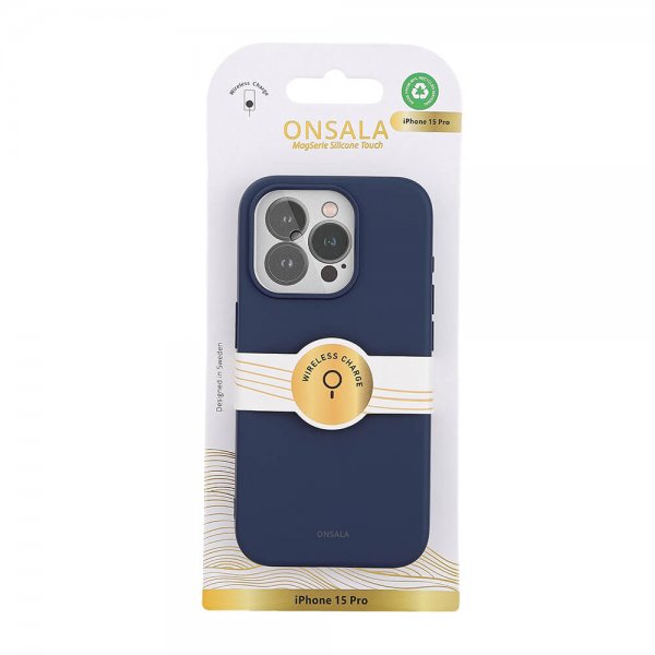 Onsala iPhone 15 Pro Skal Silicone Touch MagSeries Mörkblå