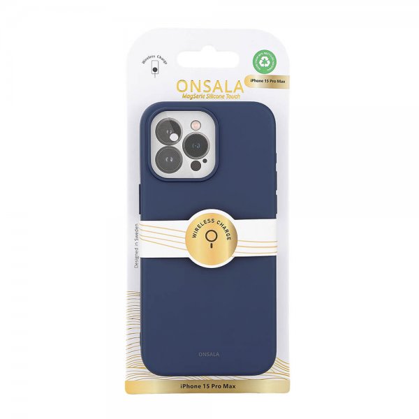 Onsala iPhone 15 Pro Max Skal Silicone Touch MagSeries Mörkblå