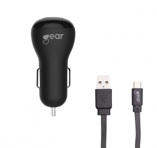 Gear Billaddare 1xUSB 1A Micro-USB babel 1m Svart
