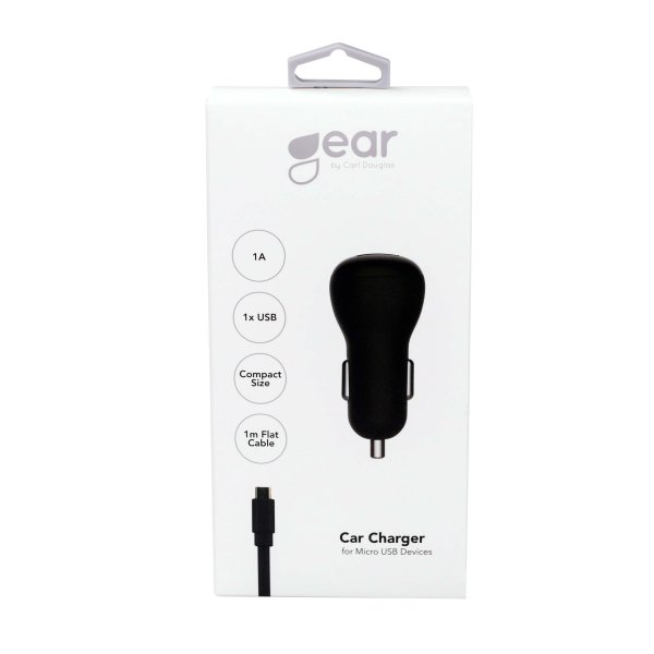 Gear Billaddare 1xUSB 1A Micro-USB babel 1m Svart