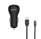 Gear Billaddare 2xUSB 2.4A Lightning Kabel 1m MFI Svart