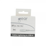 Gear Laddkabel Lightning till USB-A 3m MFI Vit