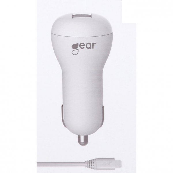 Gear Billaddare 1xUSB 1A Micro-USB Kabel 1m Vit