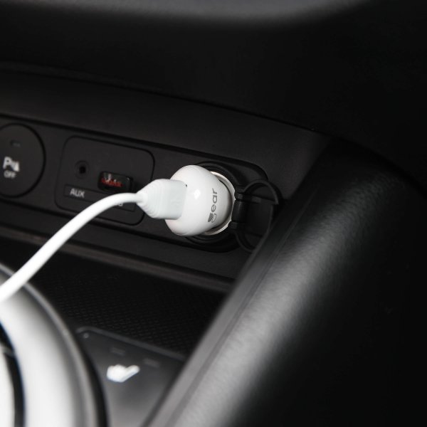 Gear Billaddare 1xUSB 1A Micro-USB Kabel 1m Vit