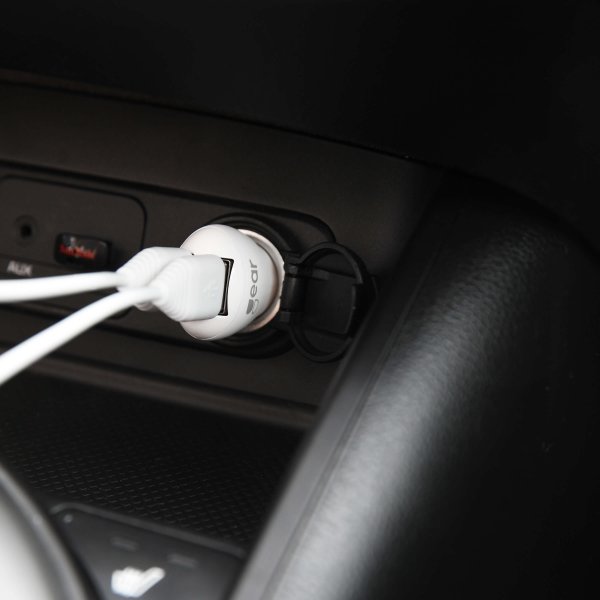 Gear Billaddare 2xUSB 2.4A Micro-USB Kabel 1m Vit