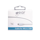 Gear Laddkabel Micro-USB till USB-A 1m Vit